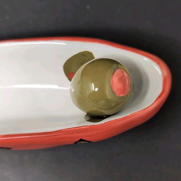 Bella Casa By Ganz Olive Boat Tray Server Ceramic Dish Appetizer Charcuterie - Picture 8 of 12